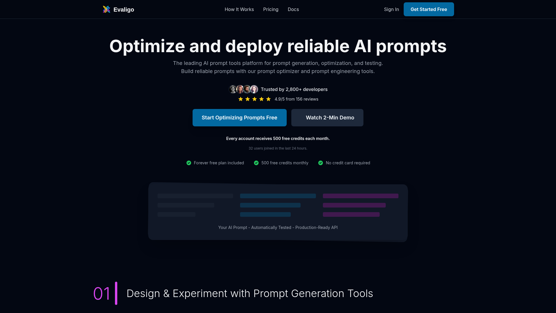 AI Prompt Tools & Testing Platform | Prompt Optimizer & Generator | Evaligo AI Prompt Tools & Testing Platform | Prompt Optimizer & Generator | Evaligo