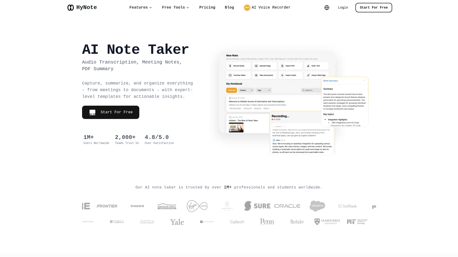 AI Note Taker: Audio Transcription, Meeting Notes, PDF Summary
