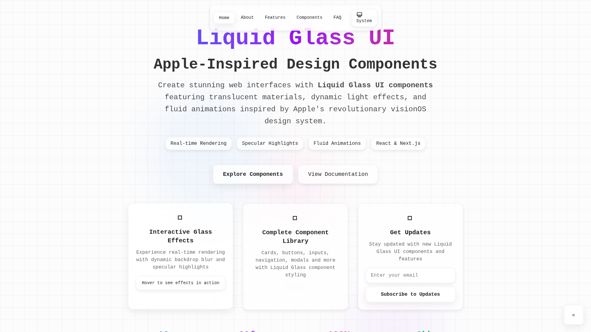 Liquid Glass UI - Apple-Inspired Design Components | Next.js & React