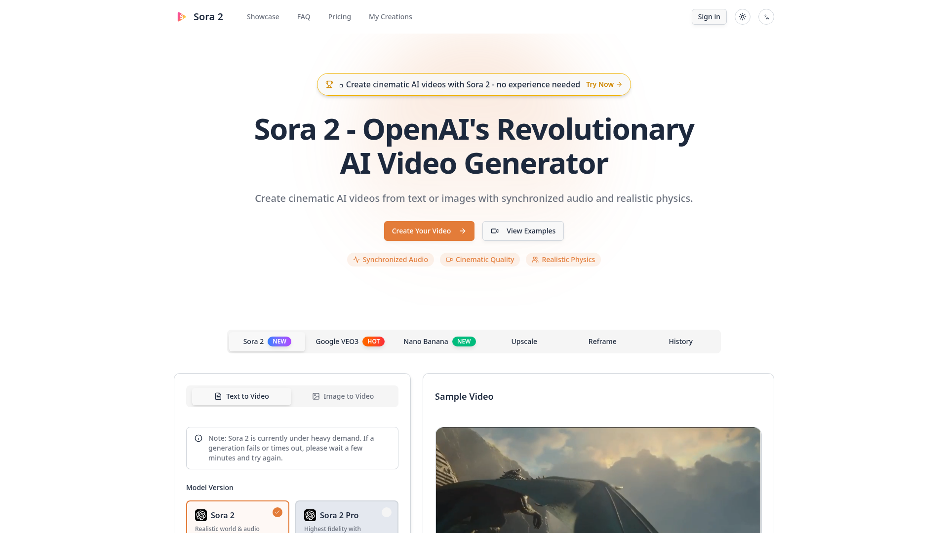 Sora 2 AI Video Generator | Cinematic Text-to-Video Sora 2 AI Video Generator | Cinematic Text-to-Video