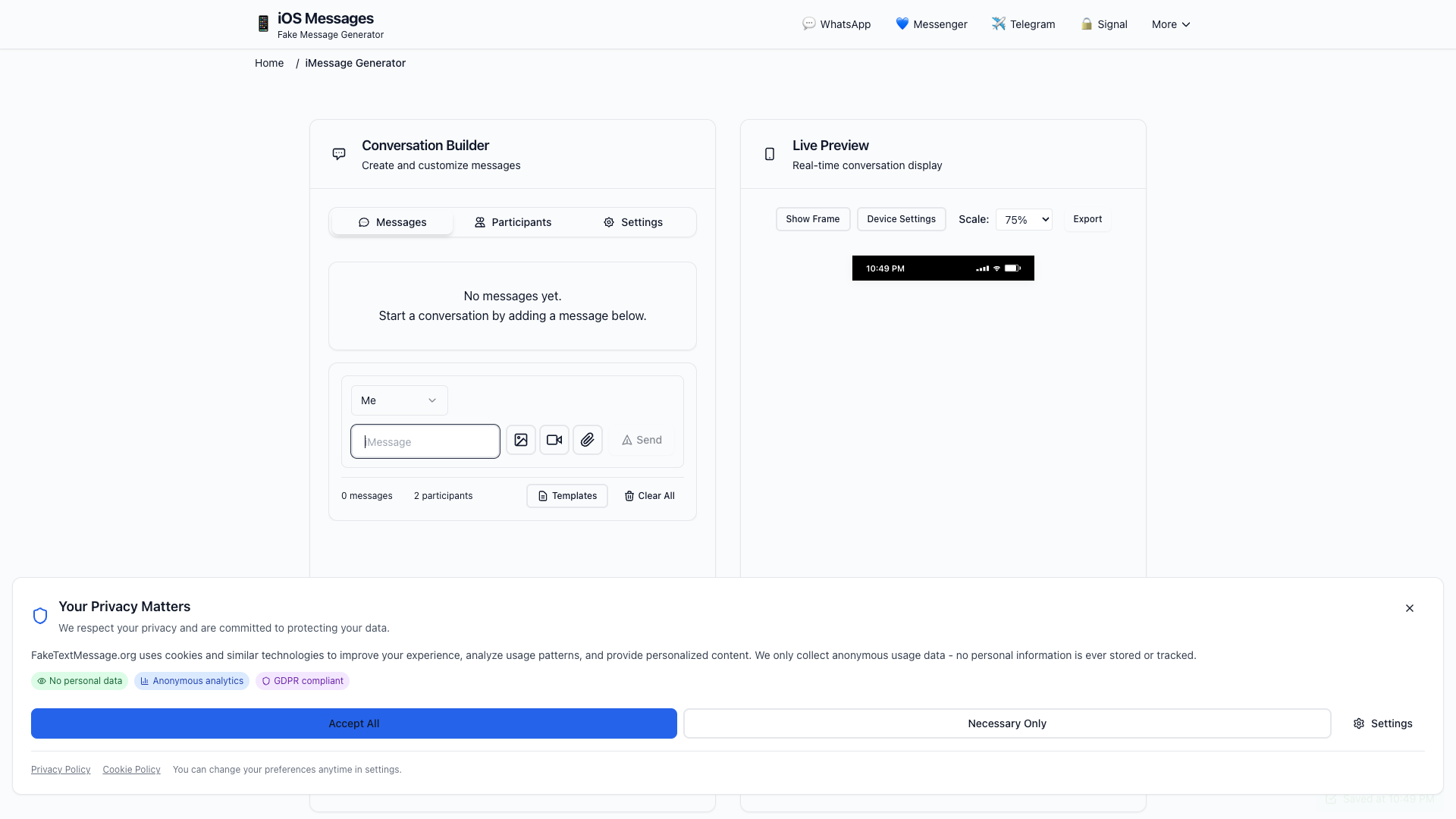 Fake iOS Messages Generator - Create Realistic iMessage Conversations