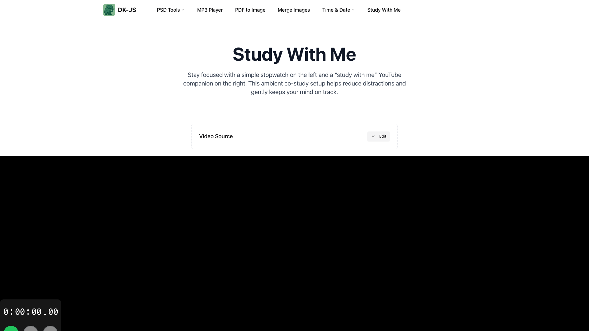 Study With Me — Focus Timer + YouTube Companion | DK-JS Study With Me — Focus Timer + YouTube Companion | DK-JS