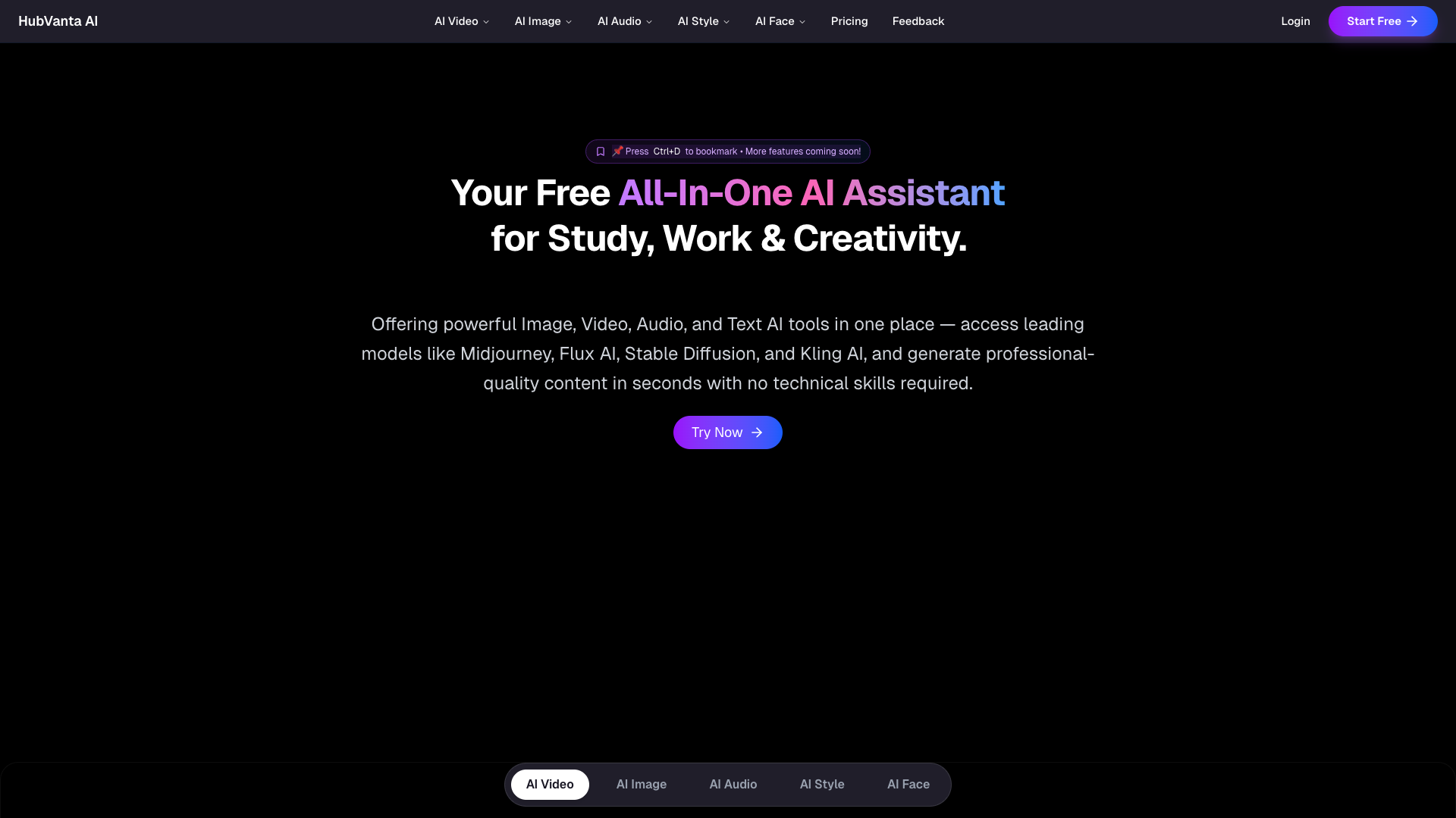 HubVanta AI - Free AI Video, Audio, Image & Text Generation Platform HubVanta AI - Free AI Video, Audio, Image & Text Generation Platform