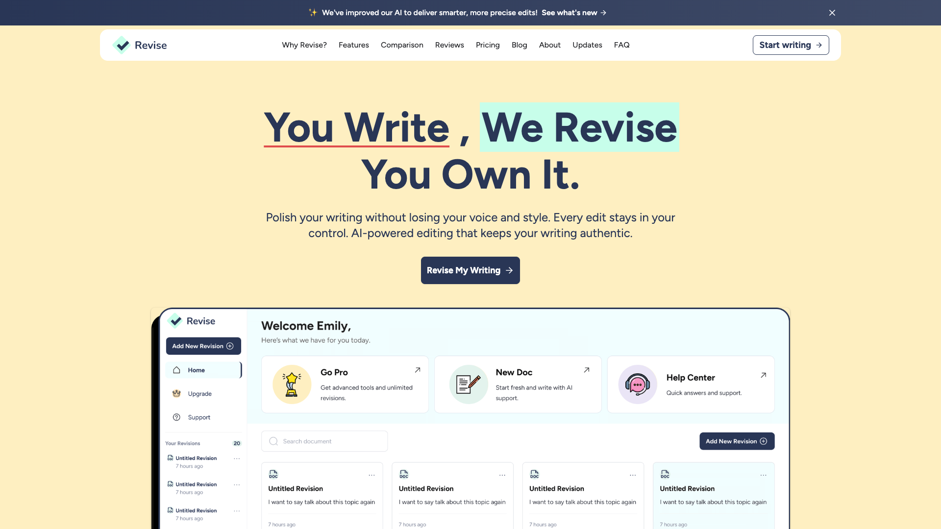Revise - Proofread, edit and improve your writing with a powerful AI editor and chat | AI Writing and Grammar Assistant Revise - Proofread, edit and improve your writing with a powerful AI editor and chat | AI Writing and Grammar Assistant