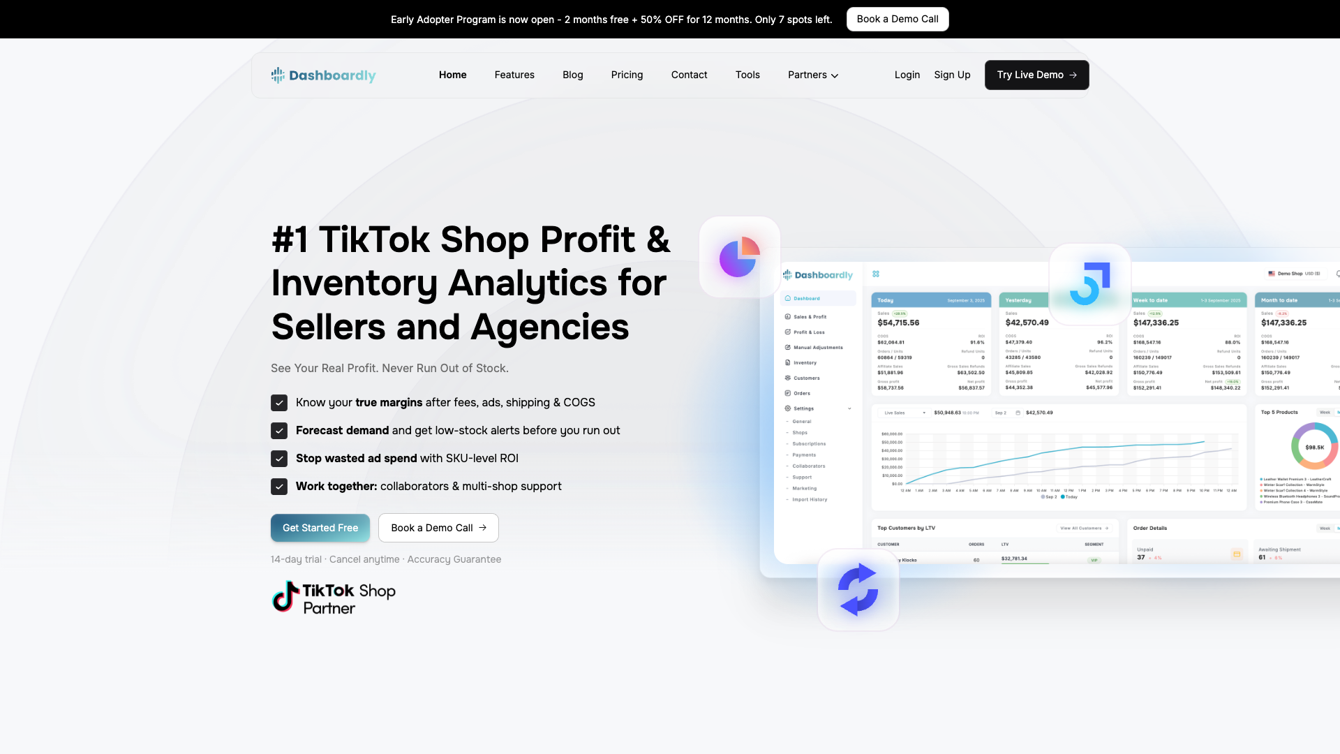Dashboardly - #1 TikTok Shop Profit Analytics & Inventory Management for Sellers, Brands & Agencies