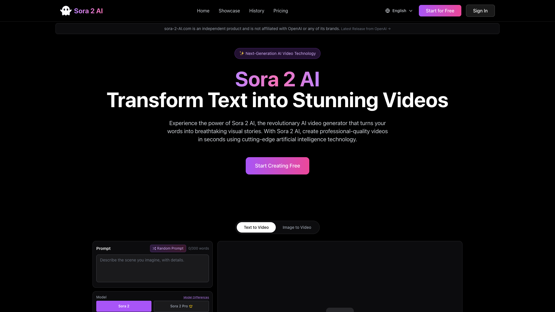 Sora 2 AI - Free Advanced AI Video Generator | Text to Video
