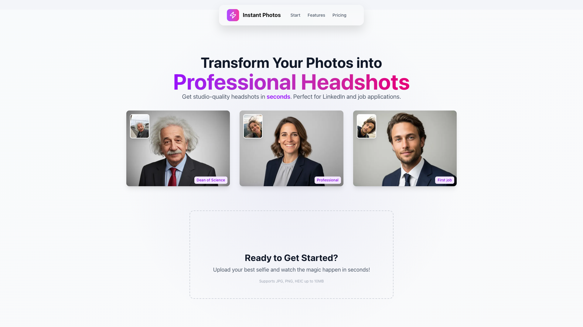 Instant Photos - Transform your selfies into professional headshots instantly Instant Photos - Transform your selfies into professional headshots instantly