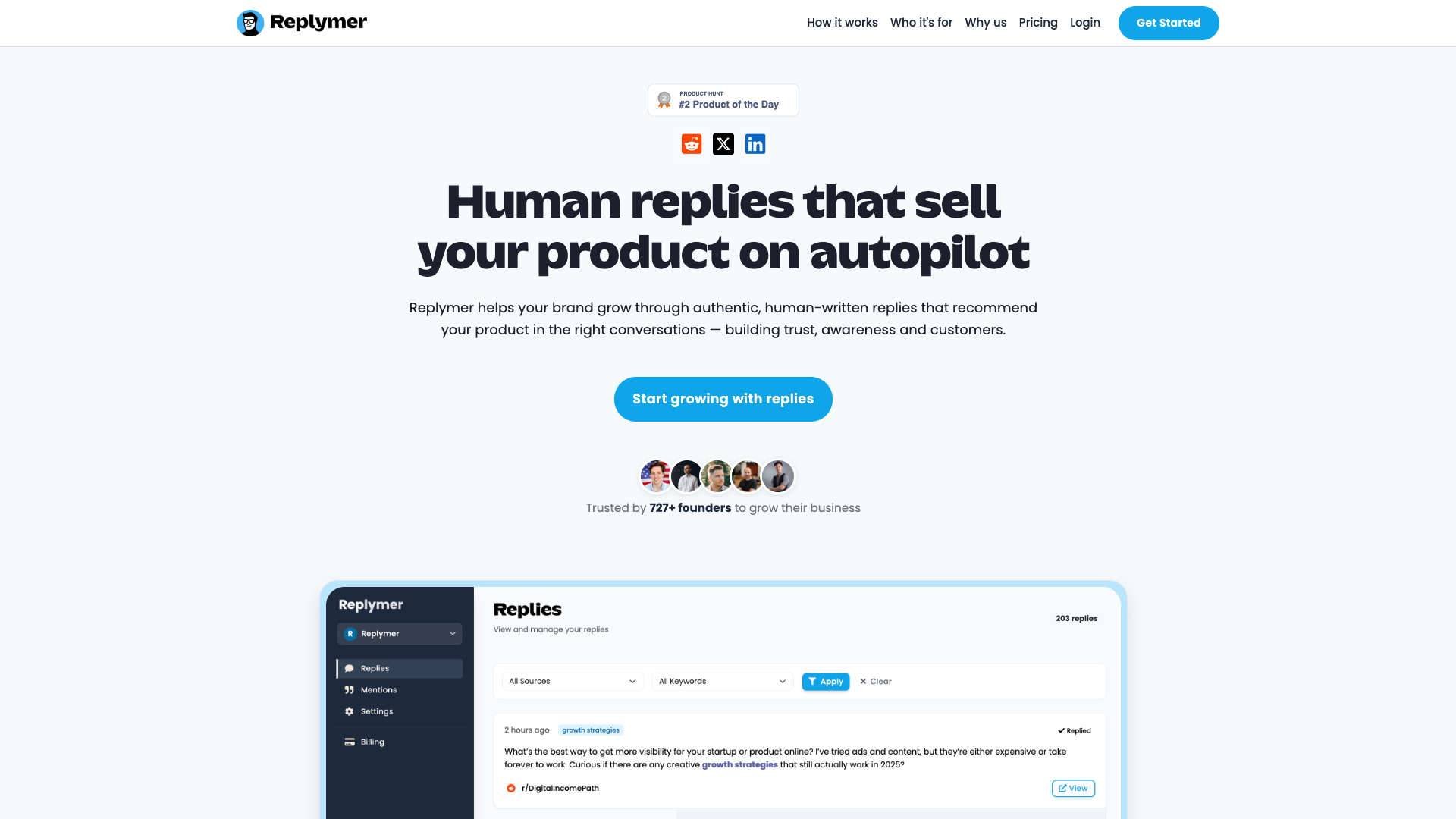 Replymer — Human replies that sell your product on autopilot Replymer — Human replies that sell your product on autopilot