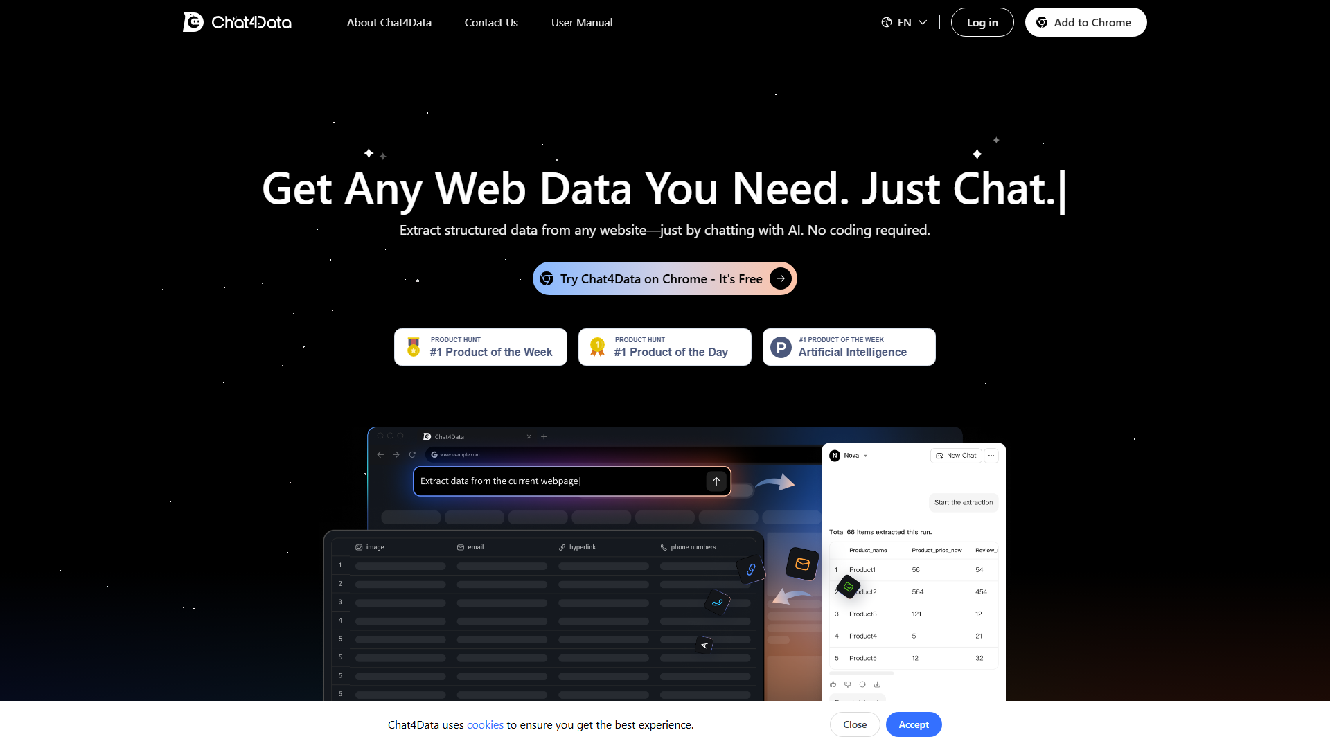 AI Web Scraping Extension | Chat4Data