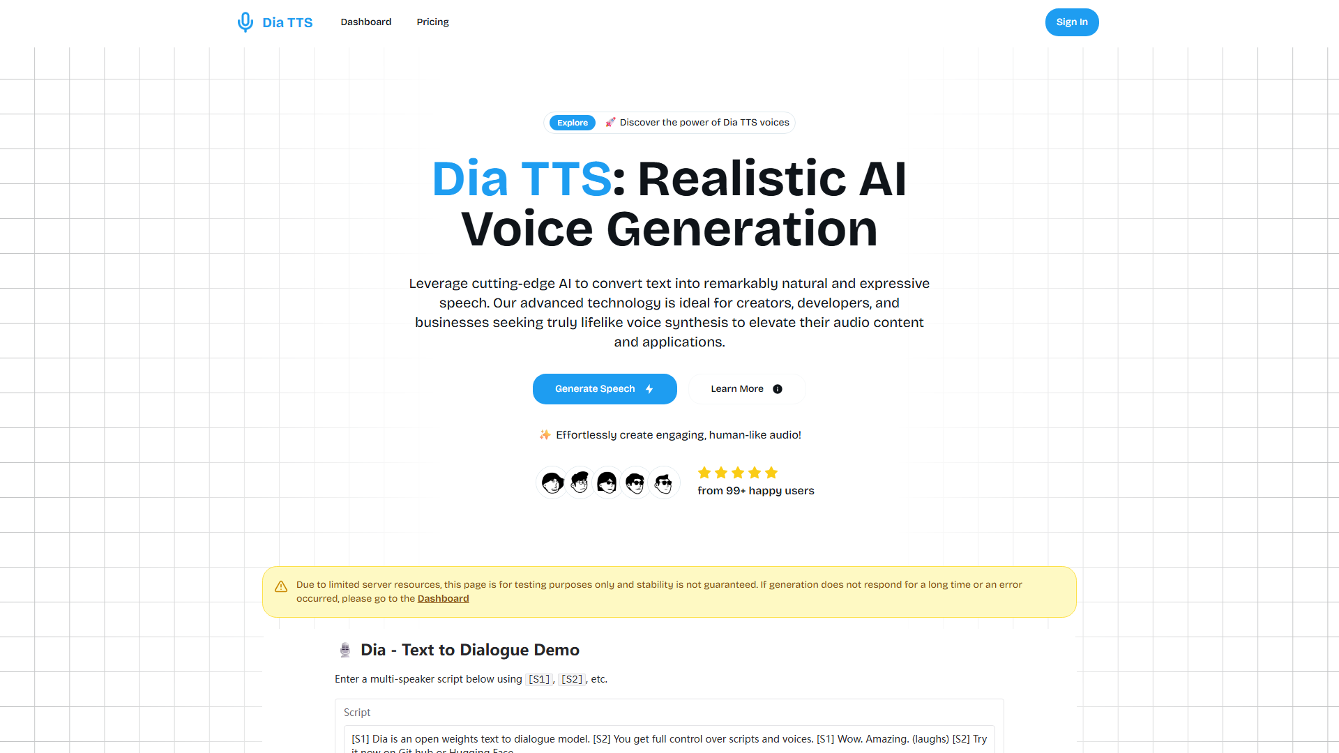 Dia TTS | AI Text-to-Speech Voice Generator