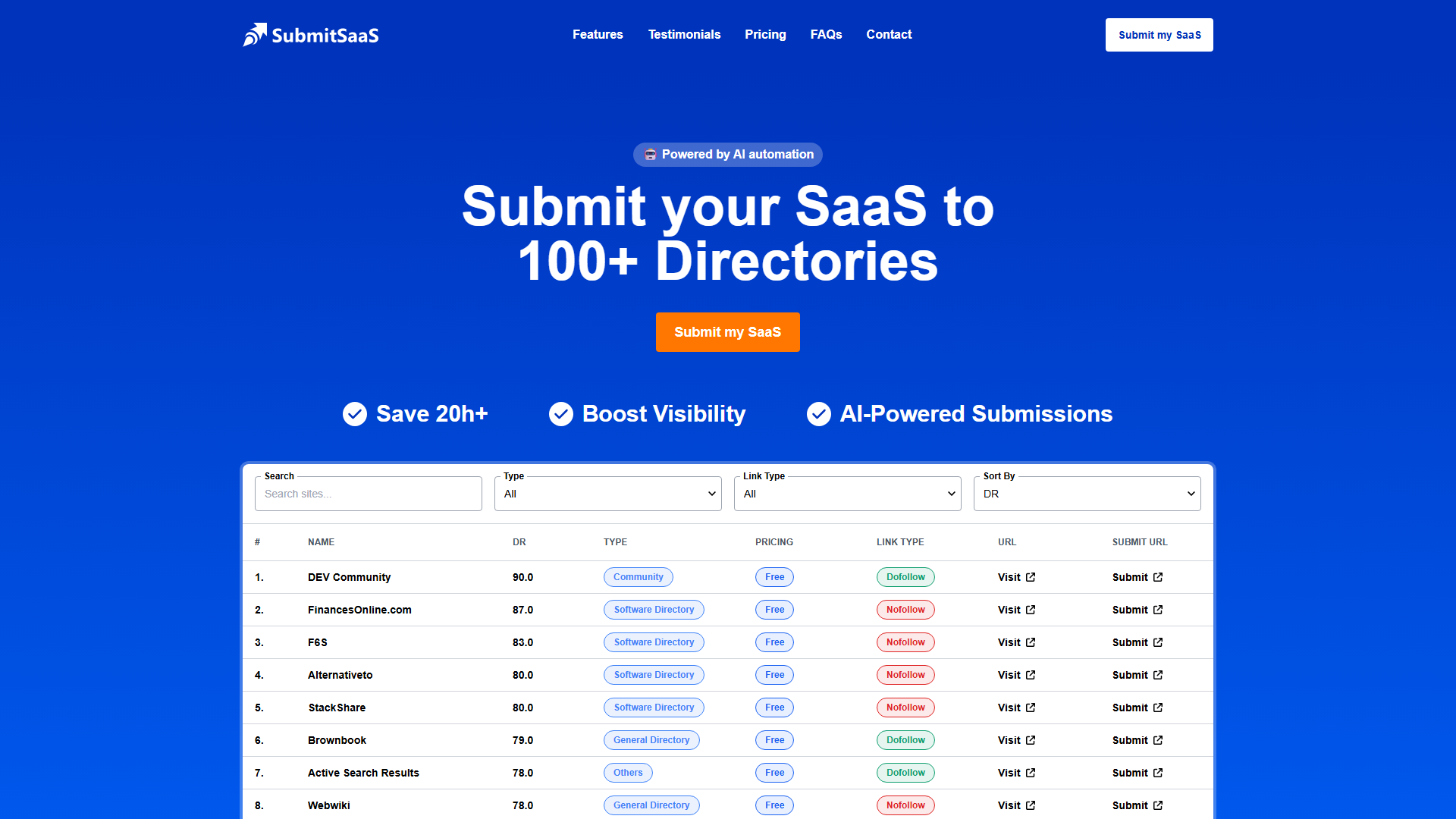 Submit your SaaS to 100+ Directories - SubmitSaaS