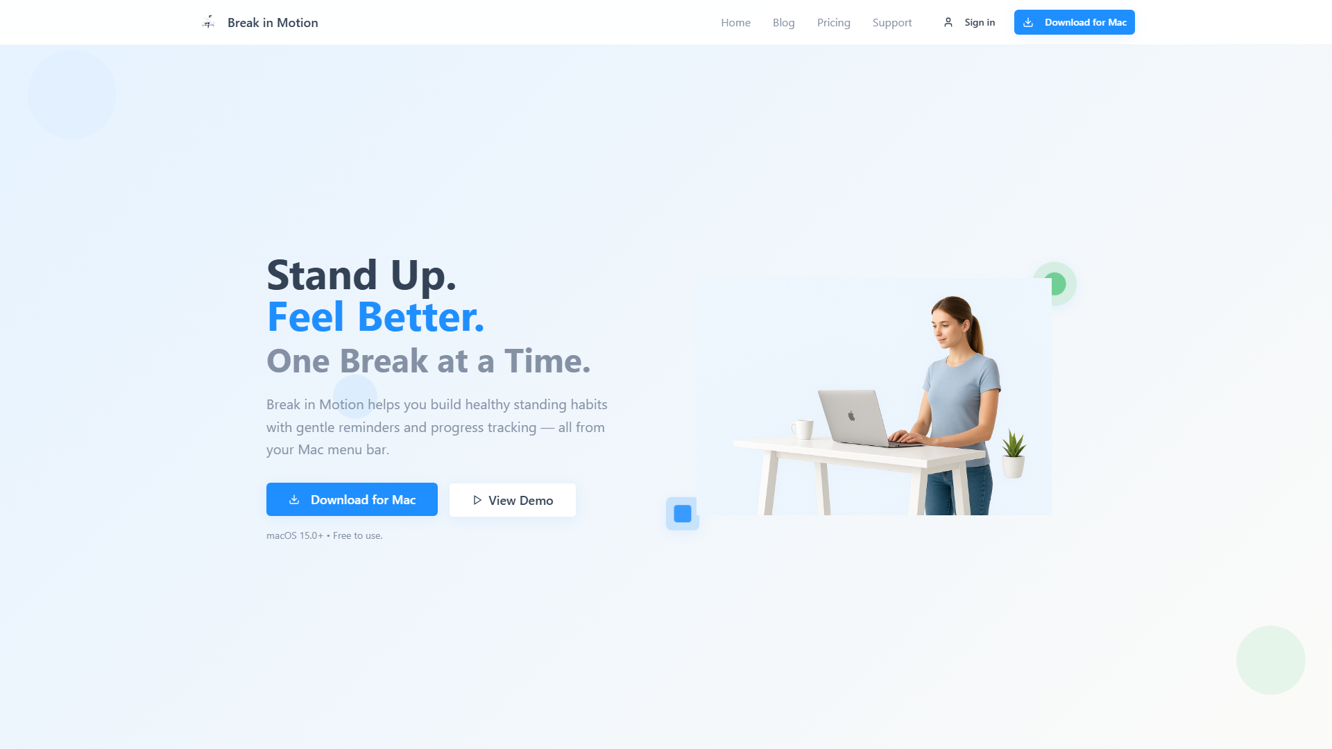 Break in Motion - Smart Break Reminders for Mac Break in Motion - Smart Break Reminders for Mac