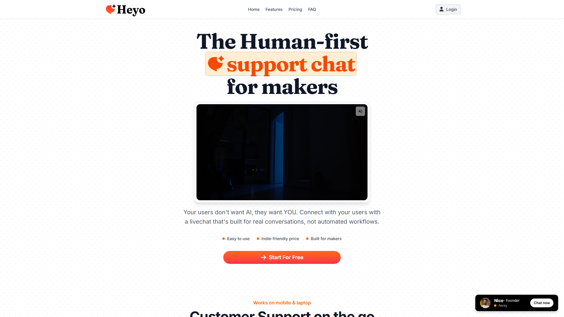 Heyo.so - Human-first livechat for makers | Heyo
