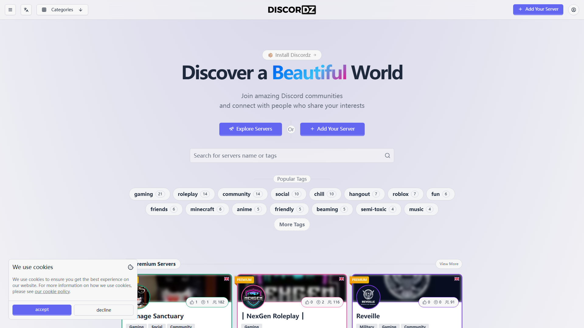 Discordz - Your Gateway to Discord Servers