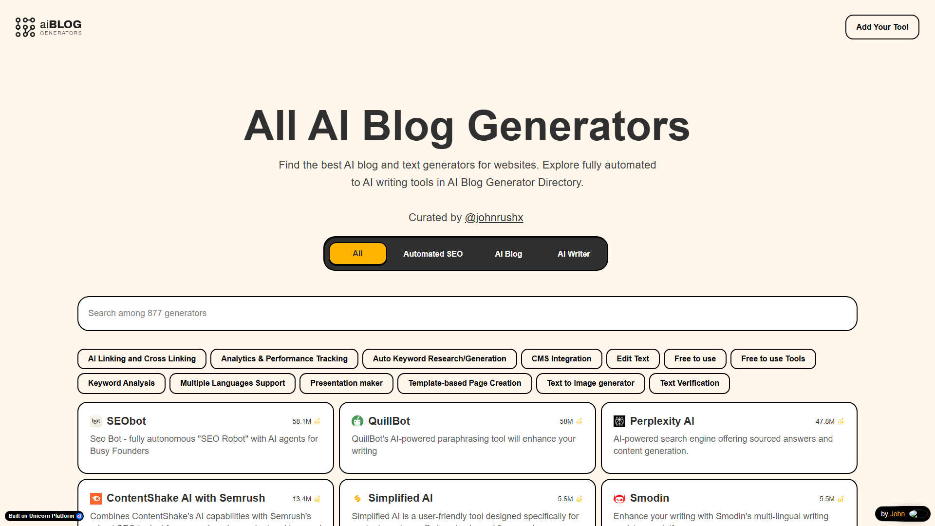 Top AI Blog & Text Generators - Curated Directory Top AI Blog & Text Generators - Curated Directory