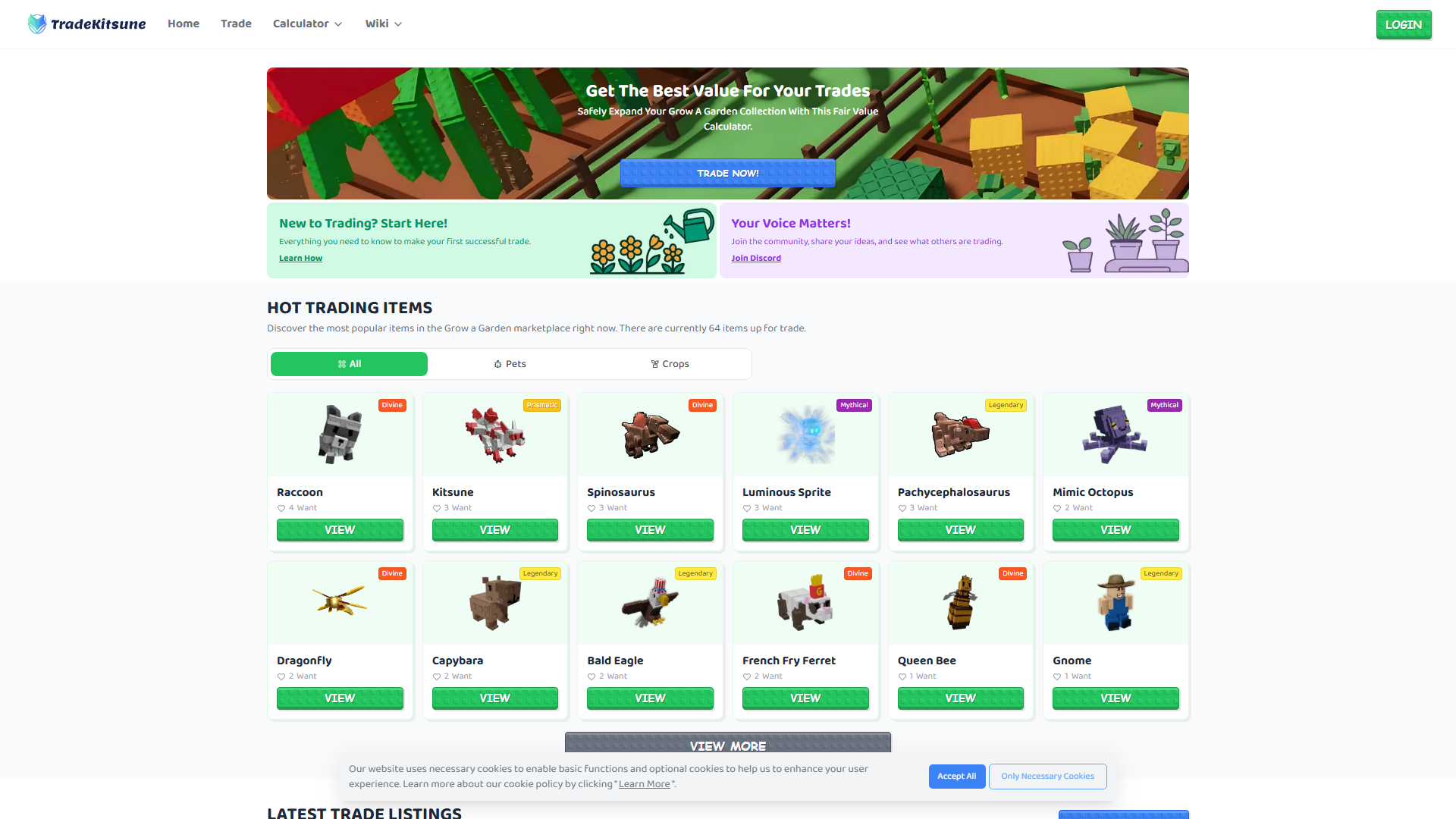 Grow a Garden Trading Platform with Accurate Calculator | tradekitsune.com