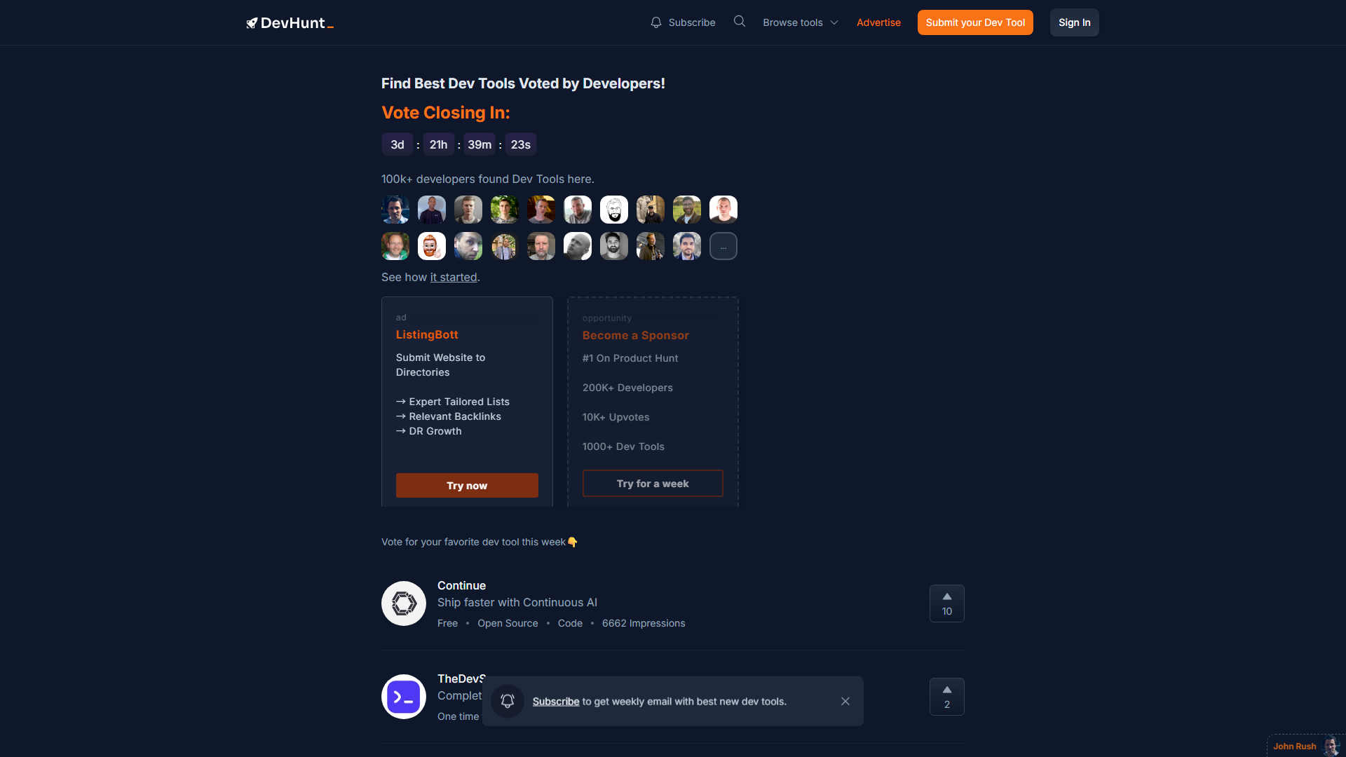 Dev Hunt – The best new Dev Tools every day.