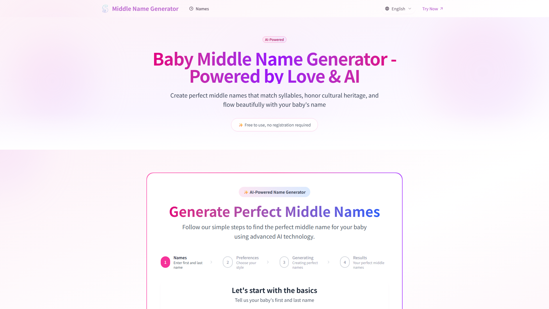 Middle Name Generator - AI Baby Names Tool