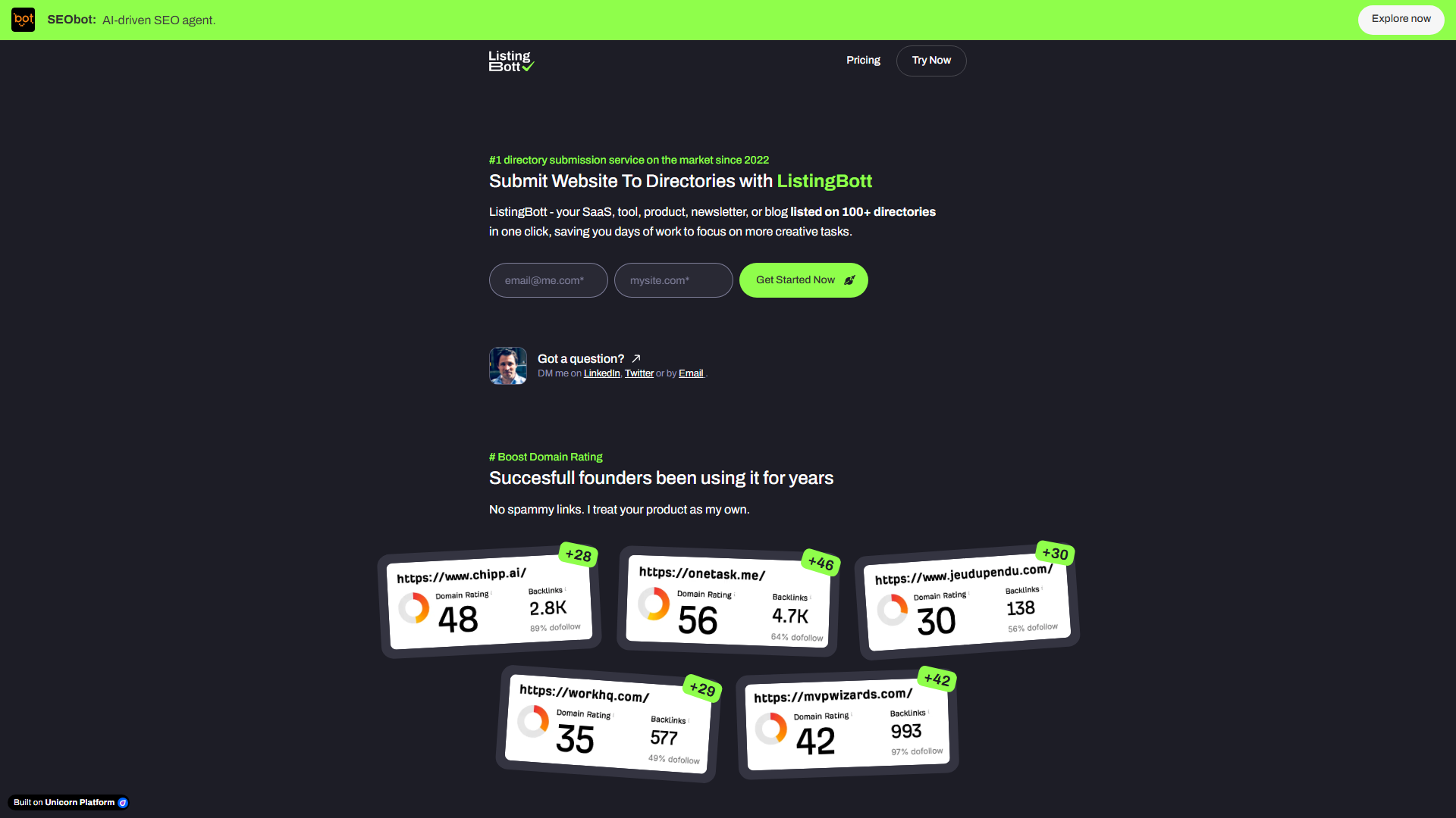 ListingBott - #1 for directory submission sites! ListingBott - #1 for directory submission sites!