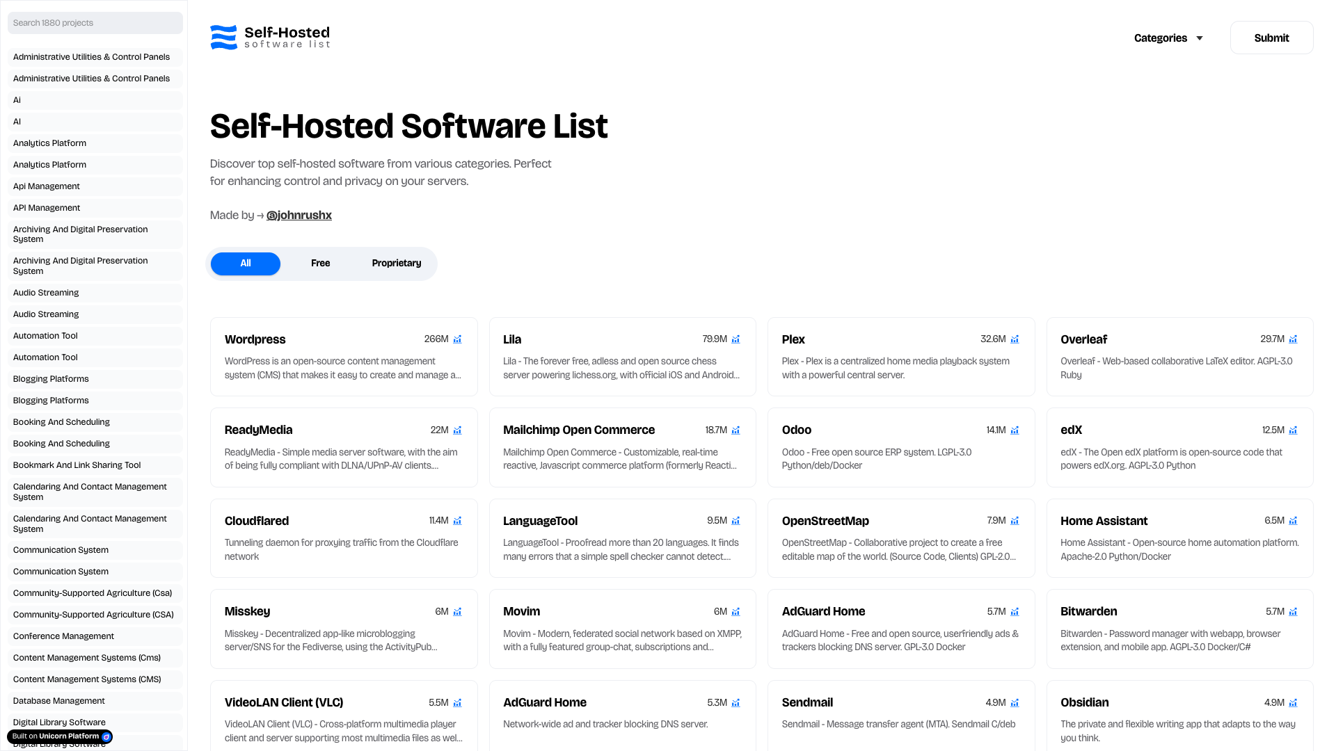 Ultimate Self-Hosted Software List Ultimate Self-Hosted Software List