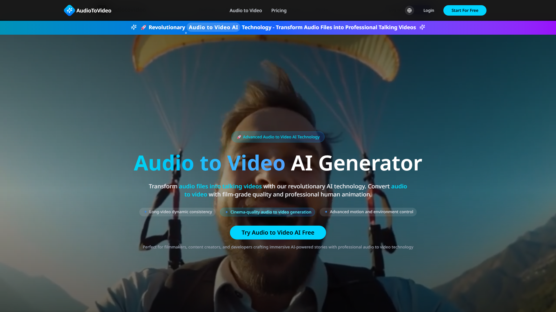 Audio to Video AI Generator | Professional Audio to Video Converter - AudioToVideo.pro Audio to Video AI Generator | Professional Audio to Video Converter - AudioToVideo.pro