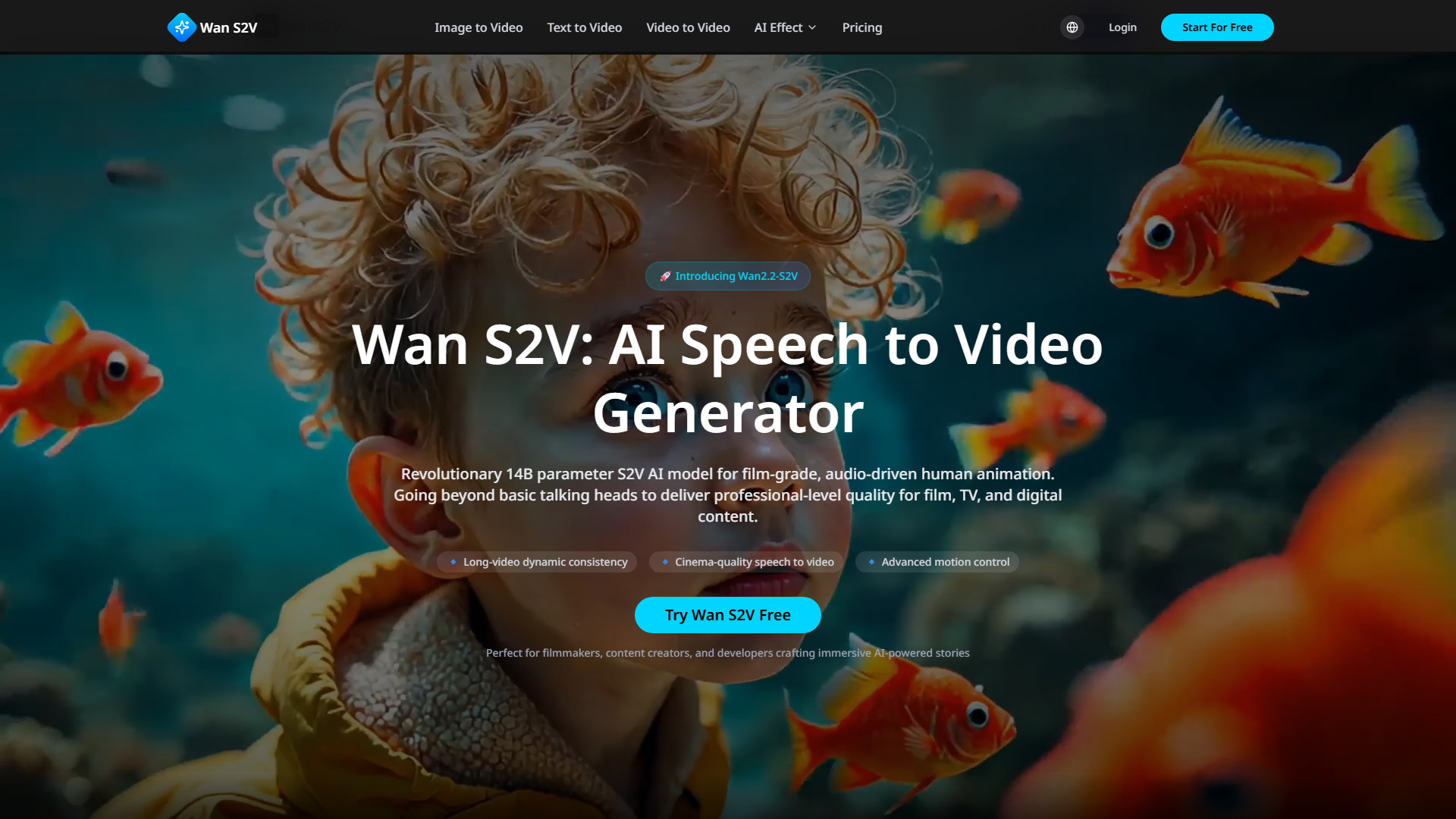 Wan S2V - AI Speech to Video Generator | S2V AI Technology Wan S2V - AI Speech to Video Generator | S2V AI Technology